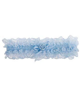 verlichten Overeenkomend Vervelen Blauwe kousenband met kant, strikje en roosje | Kousenbanden.nl